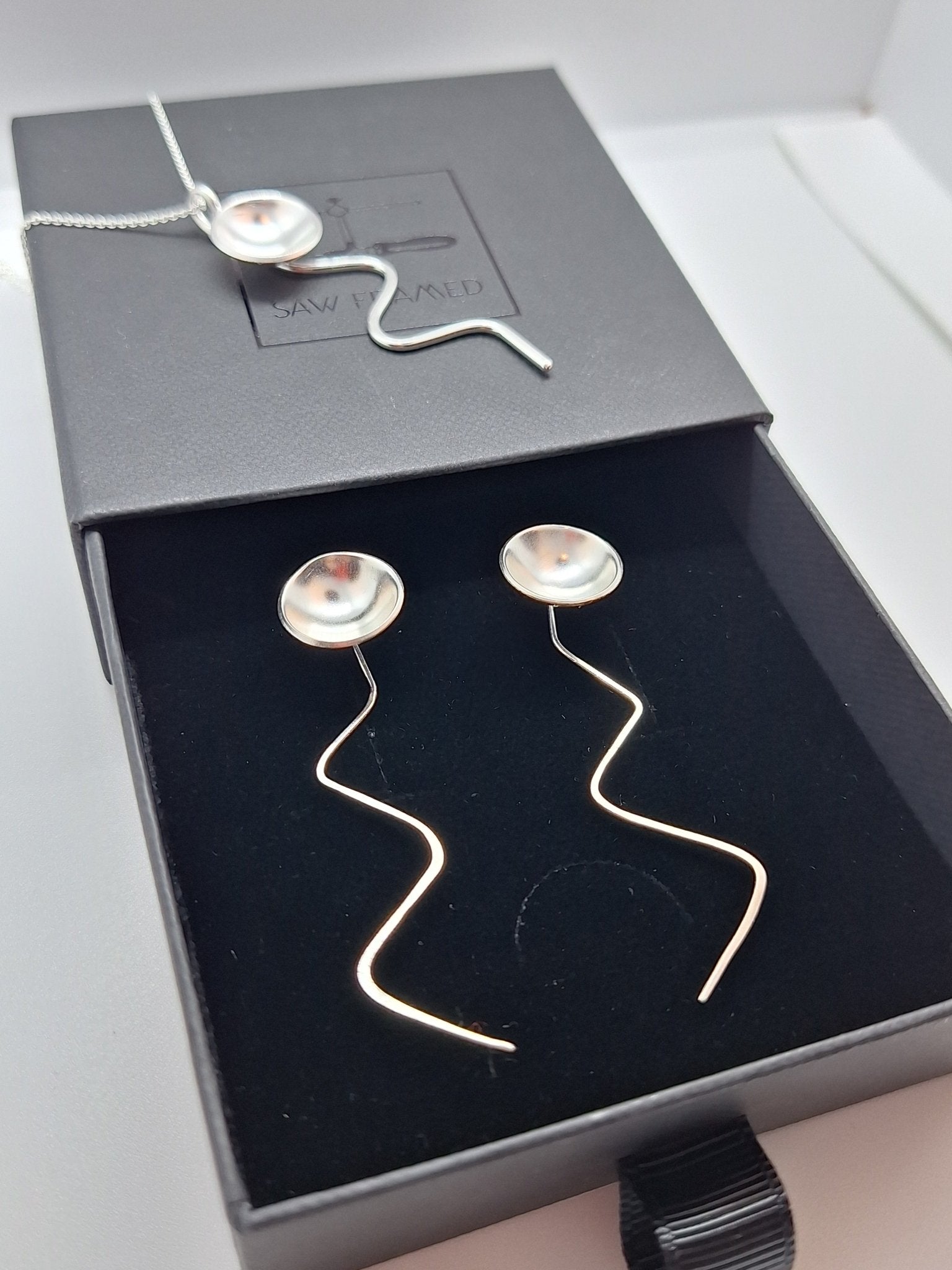 Sterling silver jellyfish earrings - Saw Framed