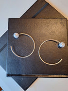 Sterling silver large hoops with faux pearls bakcing - Saw Framed