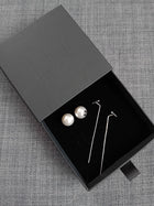 Sterling silver long T bar earrings - Saw Framed