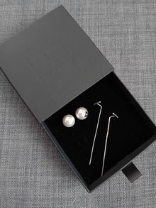 Sterling silver long T bar earrings - Saw Framed