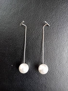 Sterling silver long T bar earrings - Saw Framed
