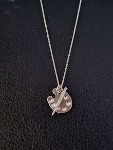 Sterling silver paint palette necklace - Saw Framed