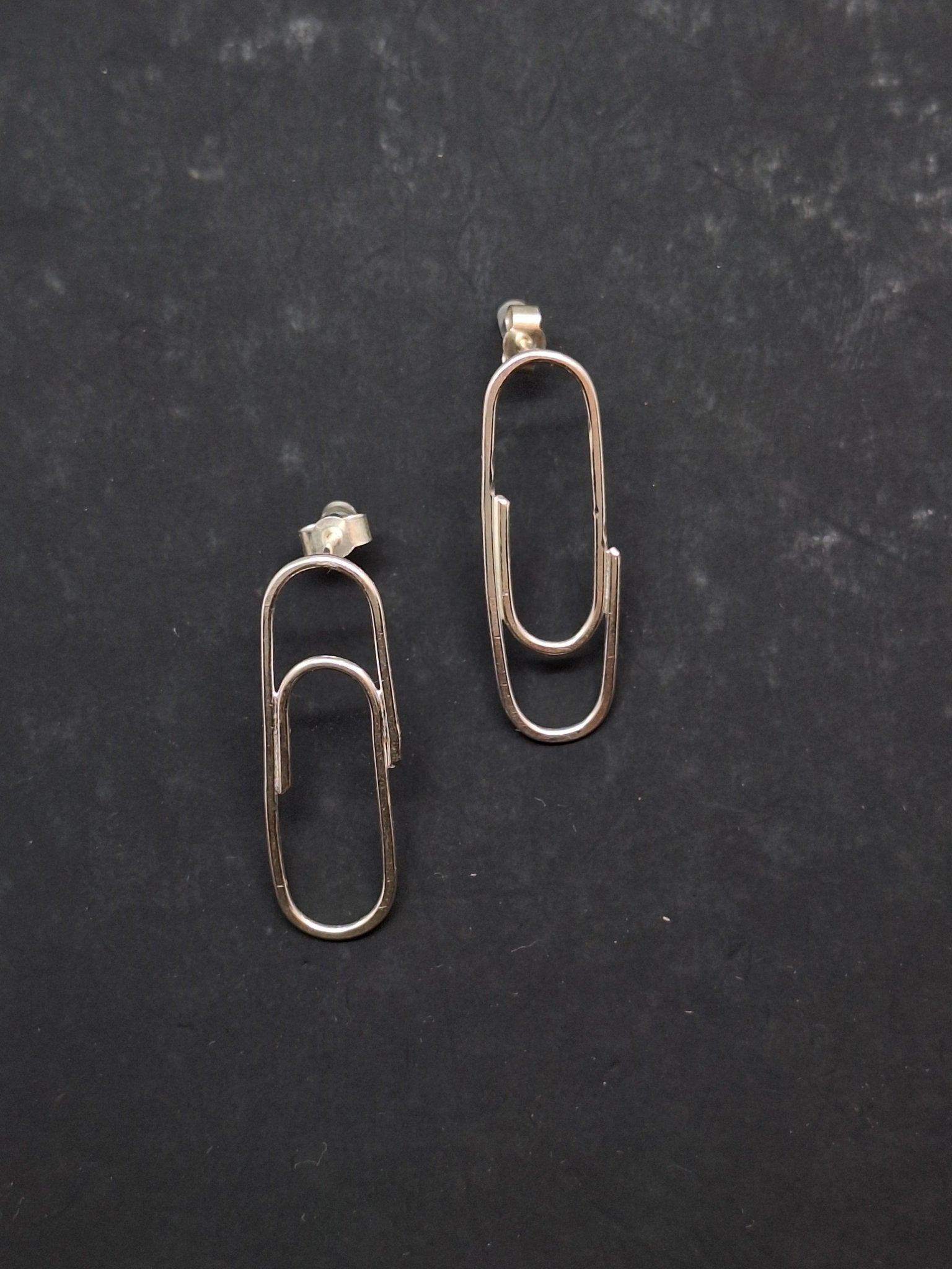 Sterling silver paper clip earrings - Saw Framed