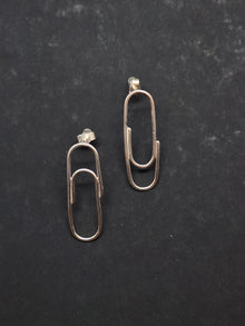 Sterling silver paper clip earrings - Saw Framed