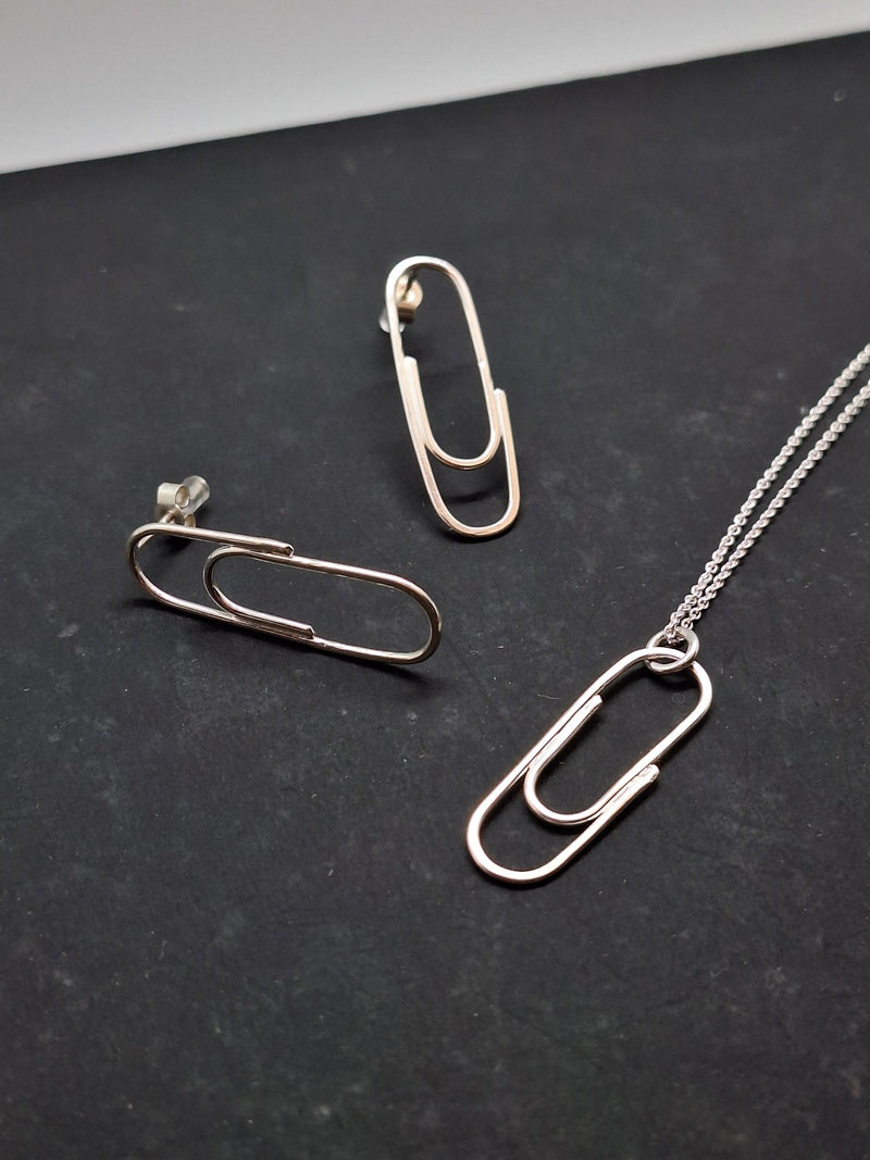 Sterling silver paper clip earrings - Saw Framed