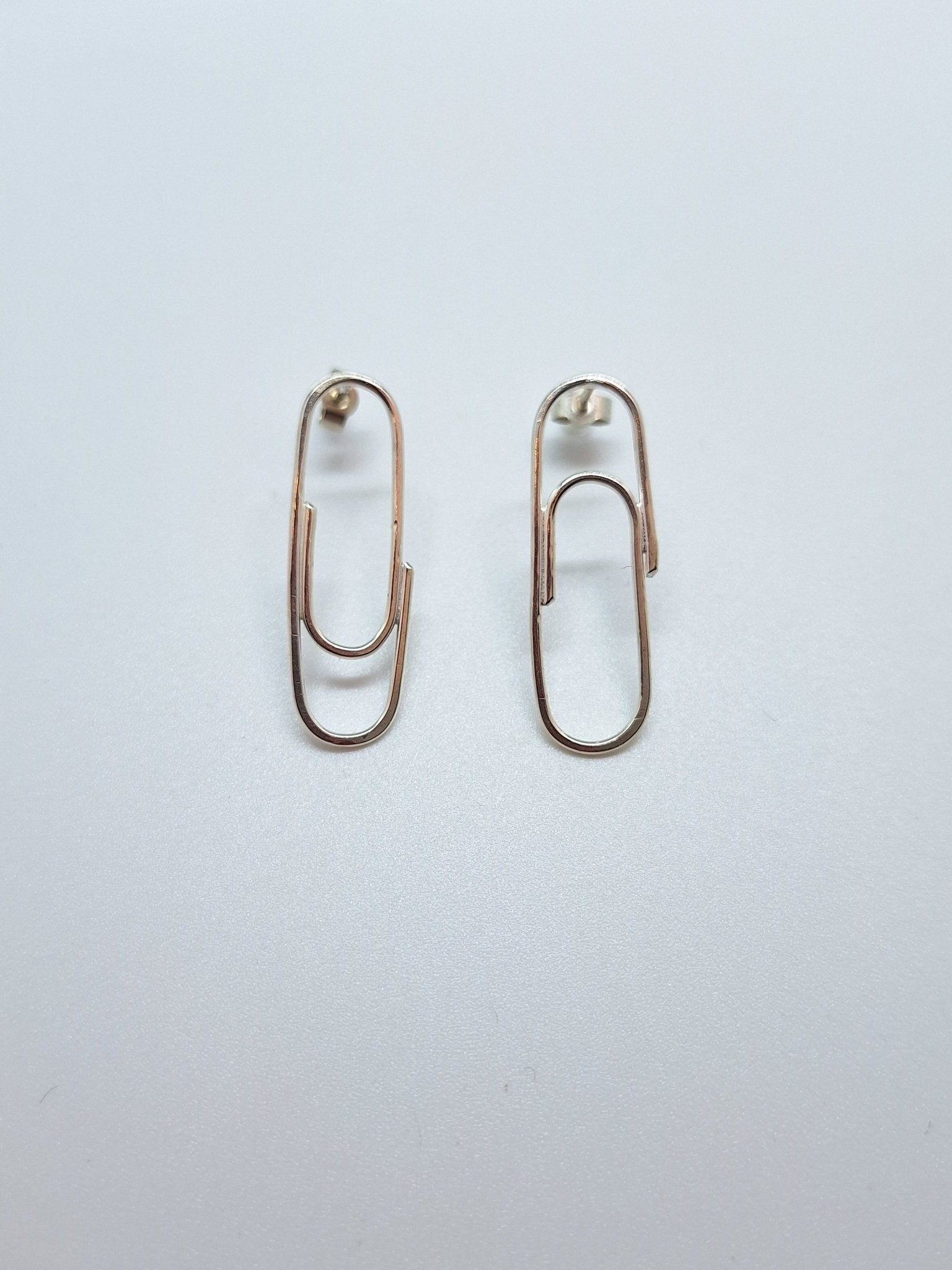 Sterling silver paper clip earrings - Saw Framed