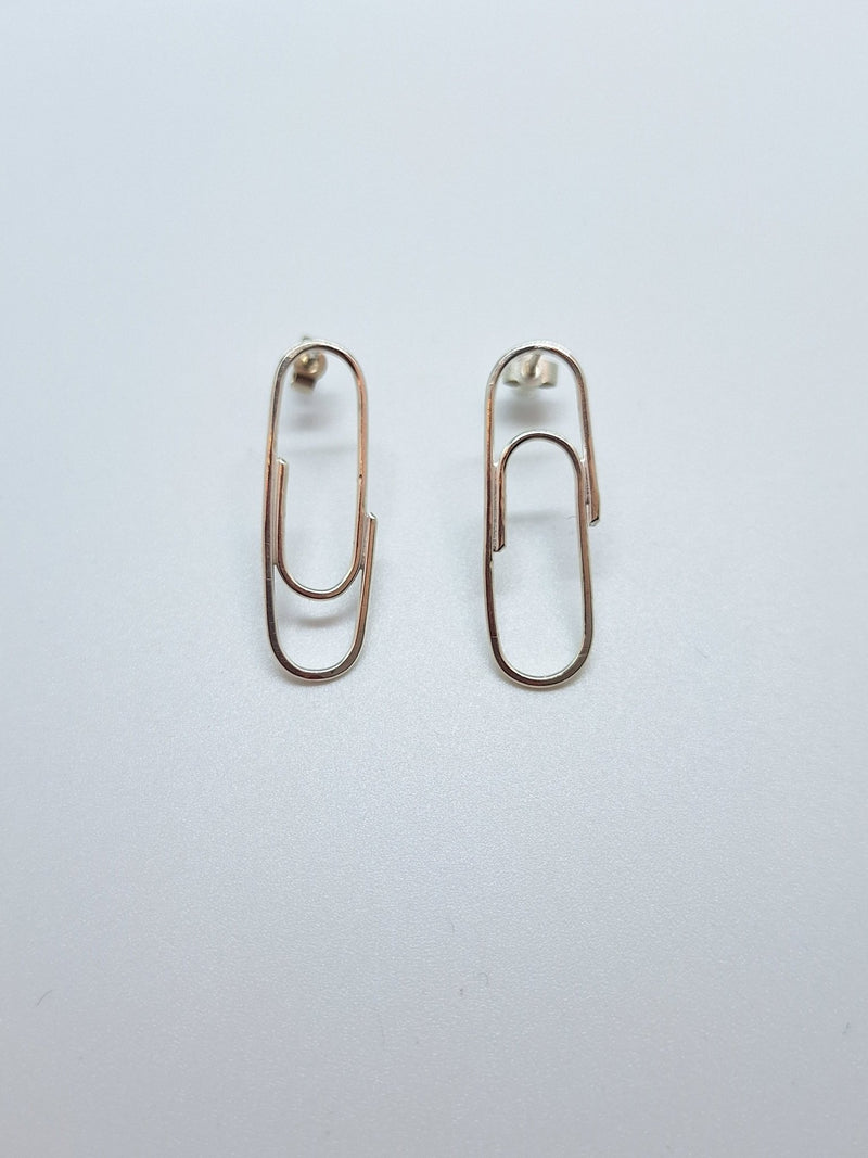 Sterling silver paper clip earrings - Saw Framed