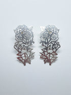 Sterling Silver Papercutting Rose Statement Earrings - One Of A Kind - Saw Framed