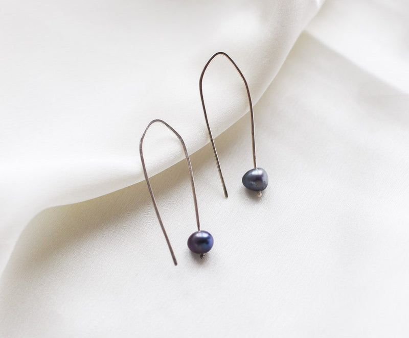 Sterling silver pearl drop earrings - Saw Framed