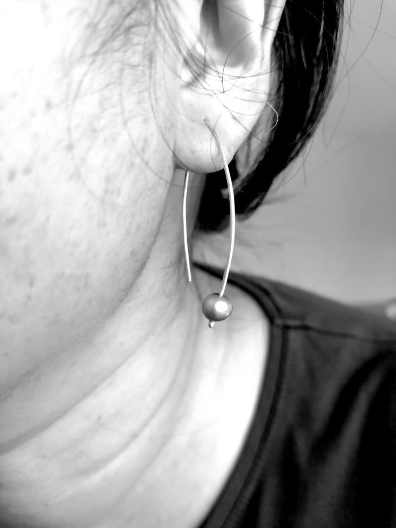 Sterling silver pearl drop earrings - Saw Framed