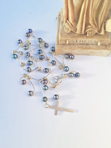 Sterling Silver Rosary Beads with Fresh Water Pearls - One of a kind - Saw Framed