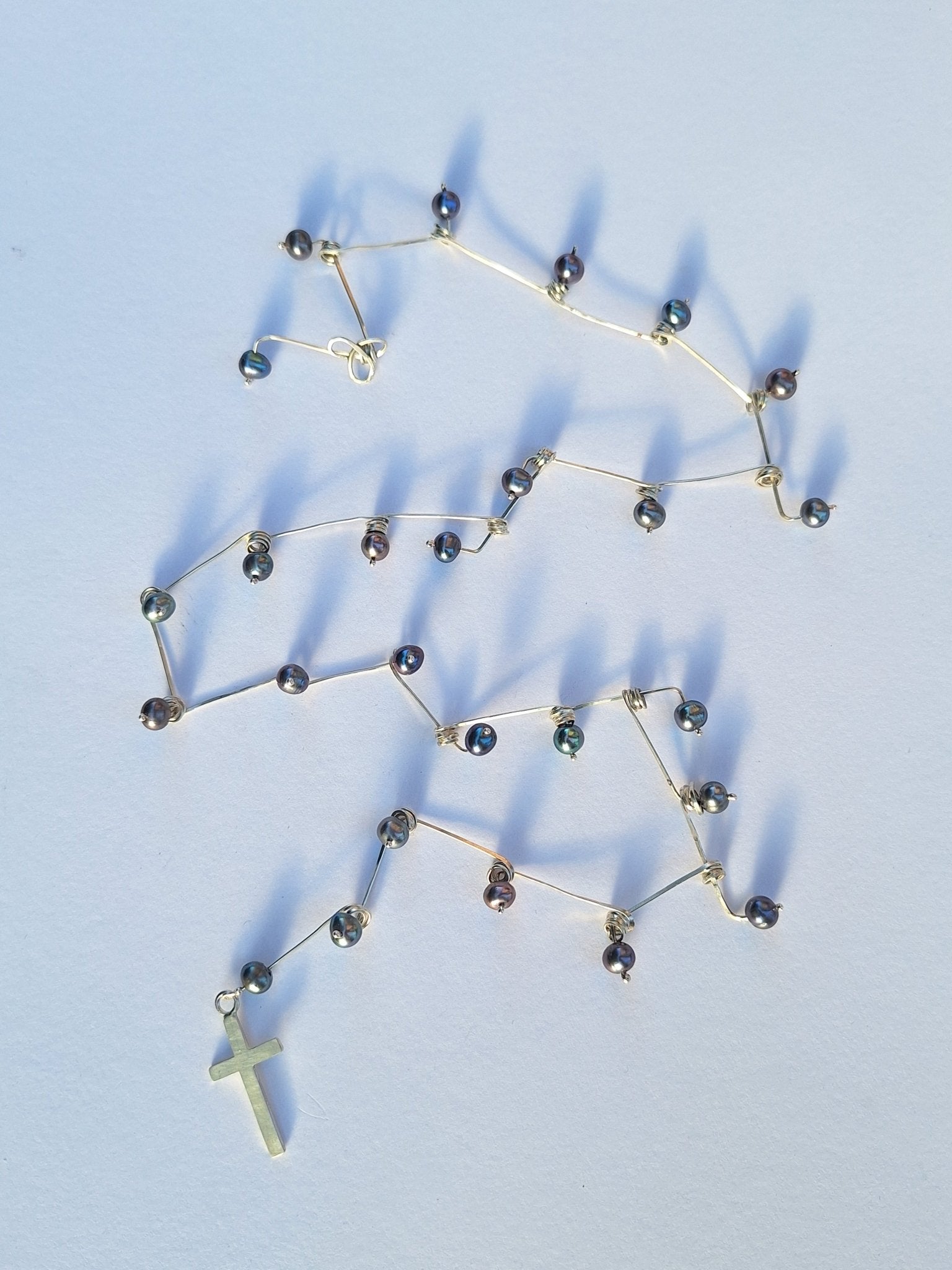 Sterling Silver Rosary Beads with Fresh Water Pearls - One of a kind - Saw Framed