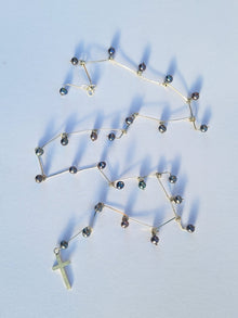 Sterling Silver Rosary Beads with Fresh Water Pearls - One of a kind - Saw Framed