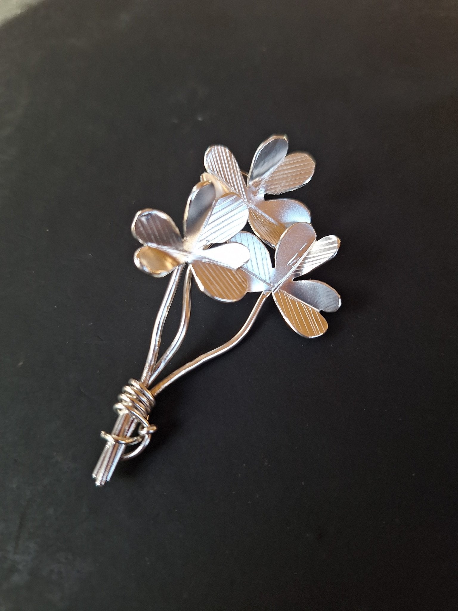Sterling Silver Shamrock Sprig - One Of A Kind - Saw Framed