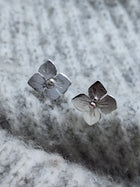 Sterling Silver Small Hydrangea Ear Studs - Saw Framed