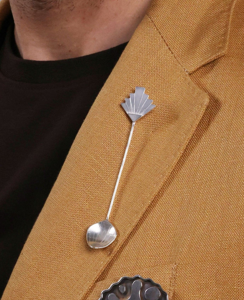 Sterling Silver Spoon Brooch - One of a kind - Saw Framed