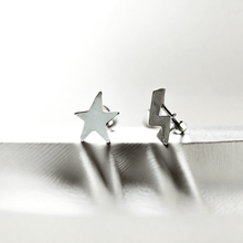 Sterling silver star and bolt ear studs - Saw Framed