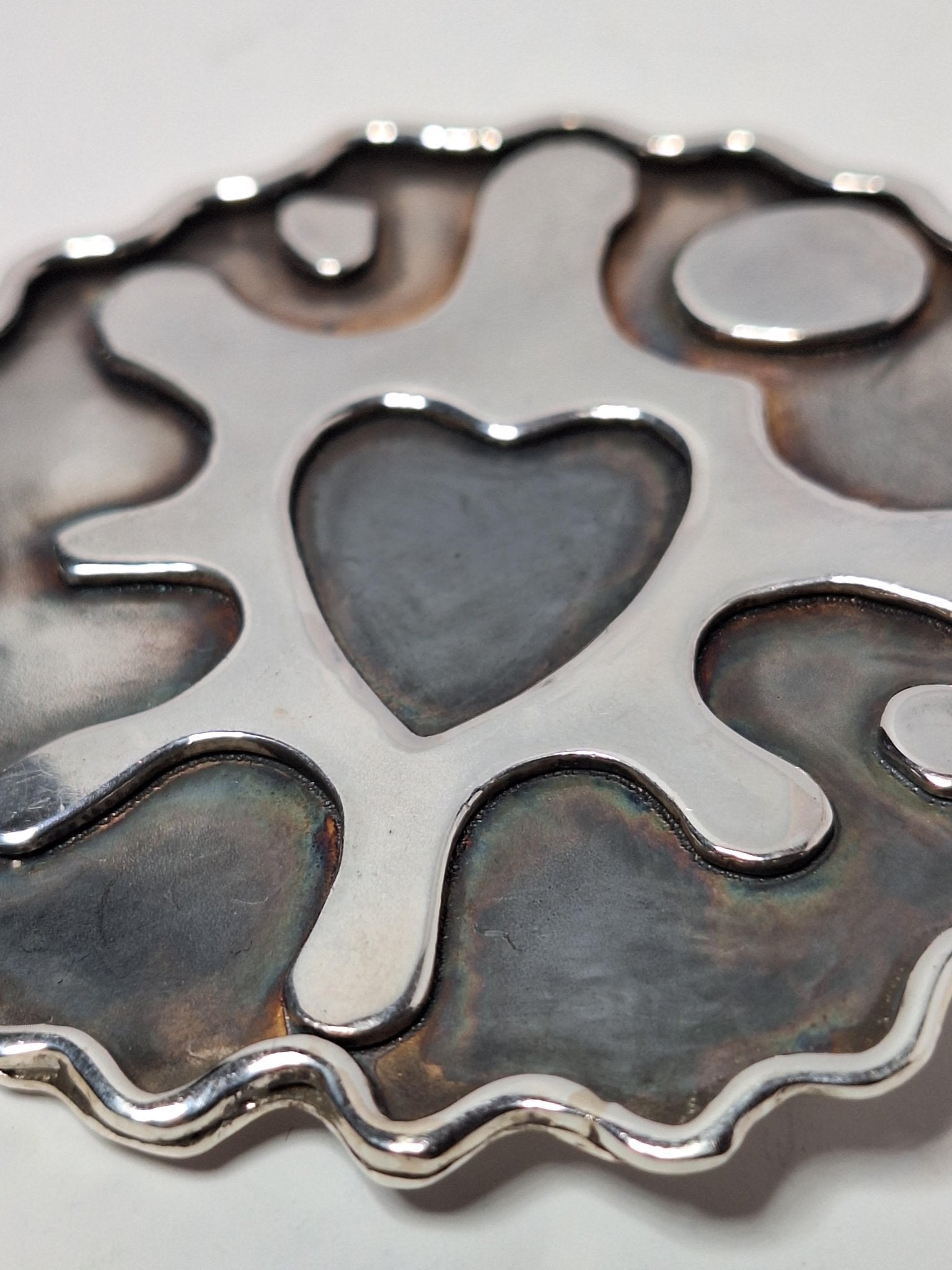 Sterling Silver Tea Biscuit Brooch - One of a kind - Saw Framed
