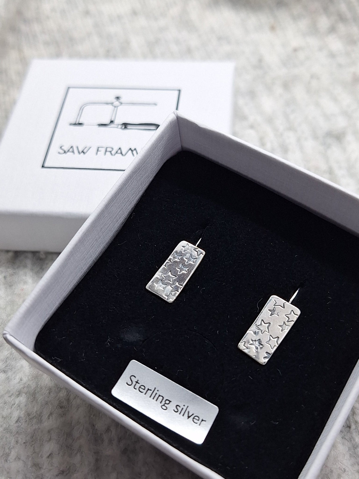 Sterling Silver Written In The Stars Earrings - Saw Framed