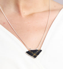 Triangle Blue and Yellow Pandent - Irish Tweed Silver - Saw Framed